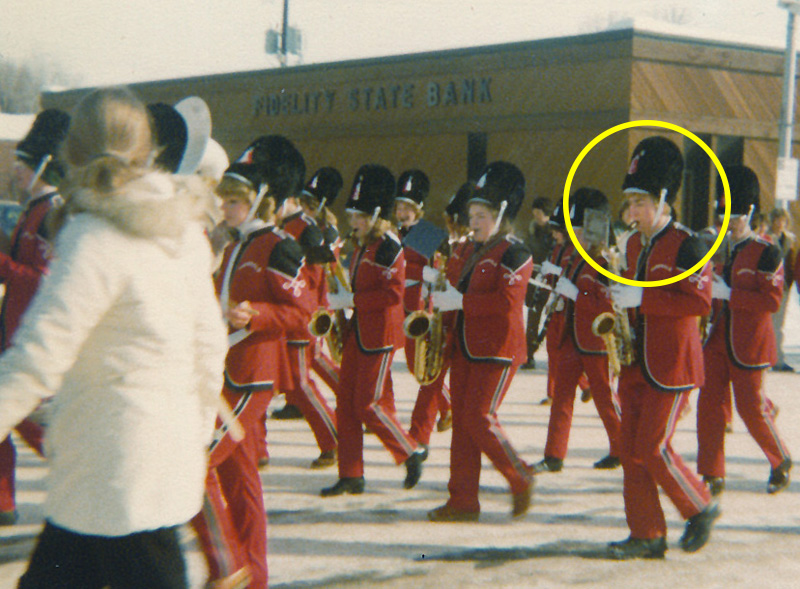 Late 1970s.  LHS Marching Band.  Main Street Luck, Wisconsin.