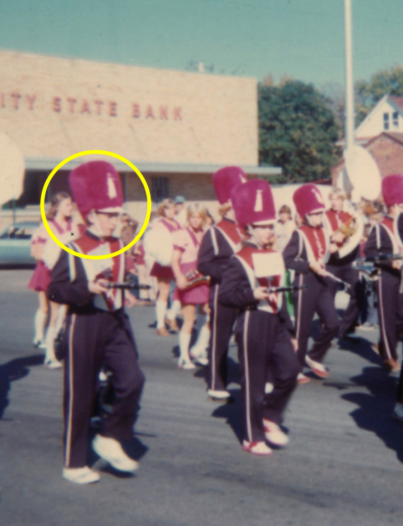 Late 1970s.  LHS Marching Band - Main Street, Luck, Wisconsin