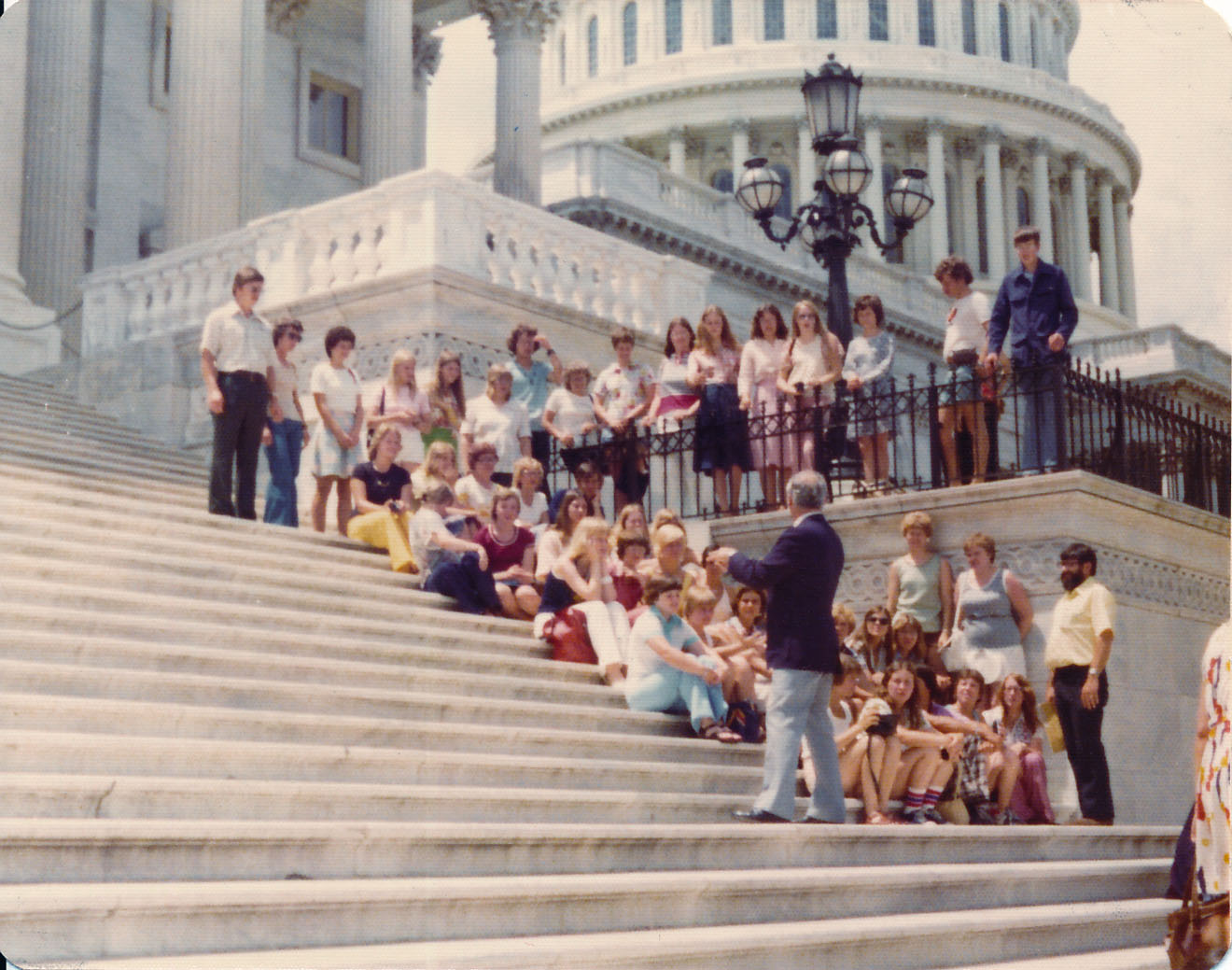 1976 Bicentennial Heritage Tour - Having our picture taken on the steps of the U.S. Capital. Being lectured by Alvin Baldus, Wisconsin Representative.