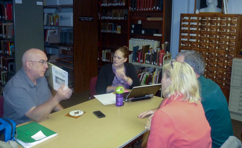 Paul, Sheri (curator), Barb, Bill.  Discussing Danish publication