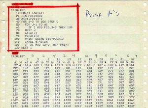 BASIC program. Create list of prime numbers.