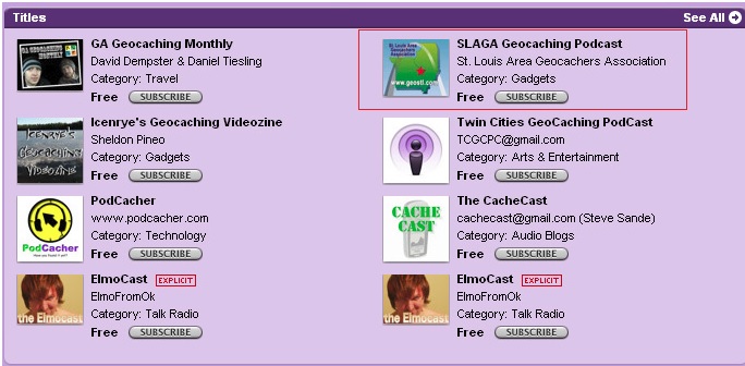 2006 - My podcast along with other geocaching-related podcasts listed in iTunes