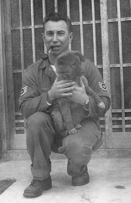 1955 - Miho, Japan - Walt with either Puppy or Fuji