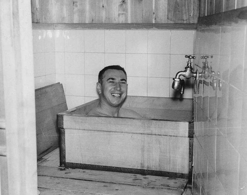 1955 - Sakurai, Japan - Walt taking a bath