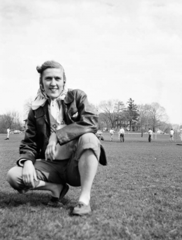 Helga Koch (my mom).  Intra mural softball game at Ash Park.